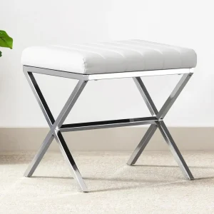 Modern PU Leather Padded Ottoman Stool